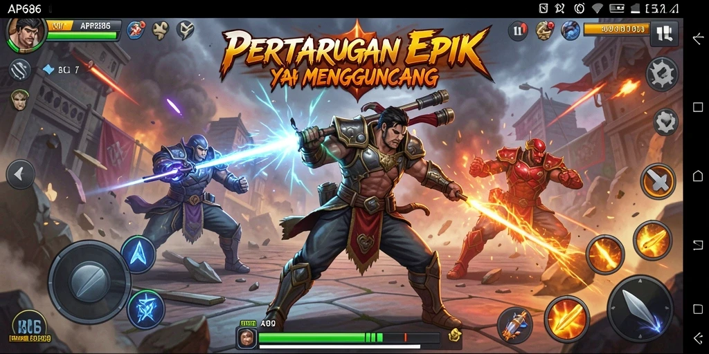 Tampilan aksi seru dan karakter bertarung di AP686.