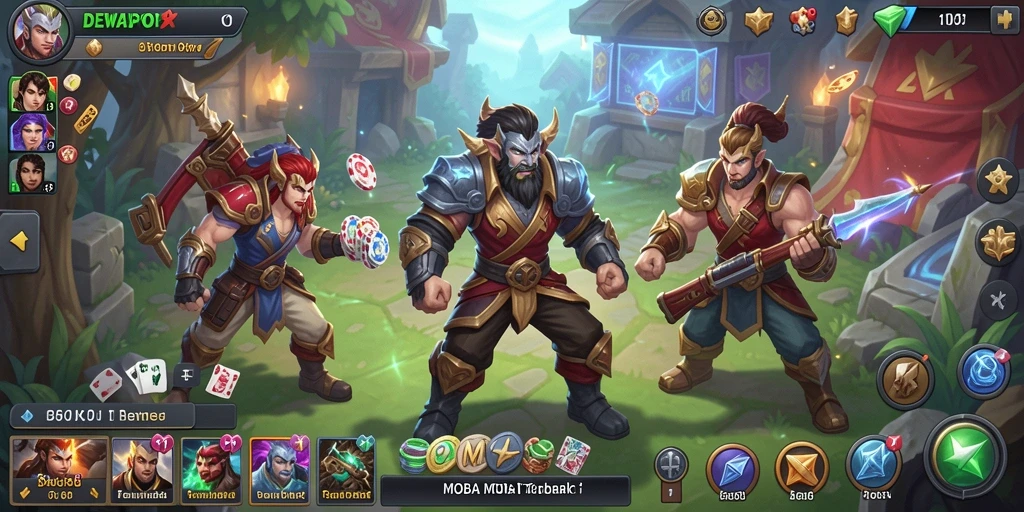 Gameplay seru DEWAPOKER dengan aksi MOBA yang mendebarkan.