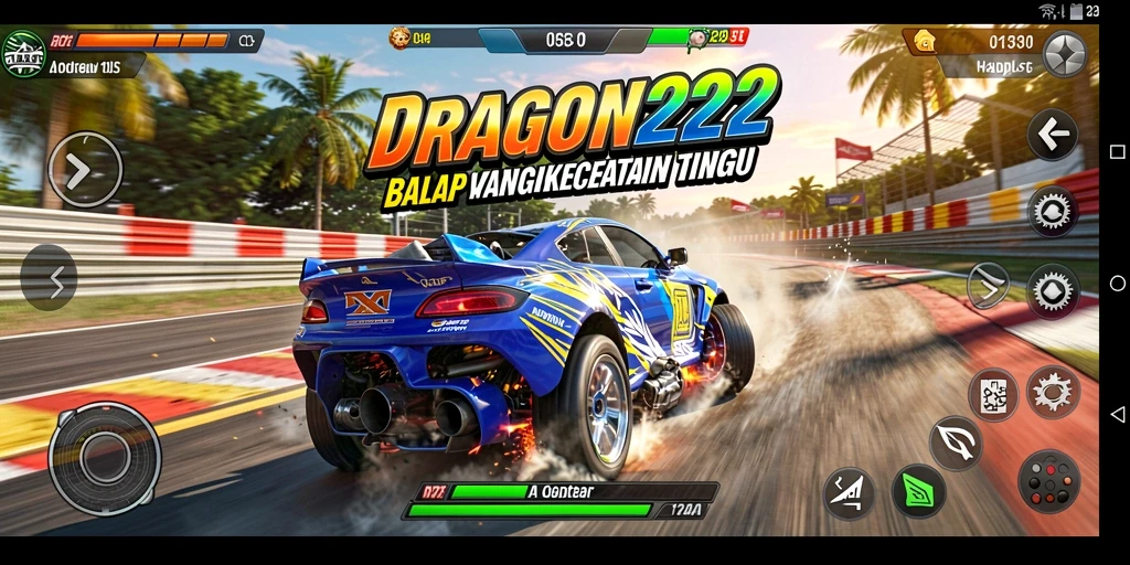 Tampilan gameplay menarik dari DRAGON222 saat balapan di trek menantang.