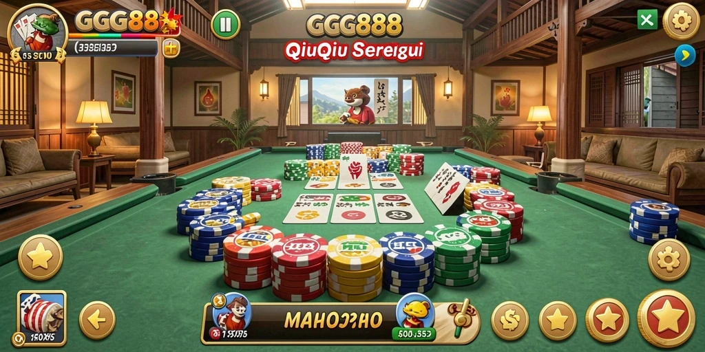 Screenshot GGG888 menampilkan gameplay seru dalam permainan QiuQiu.