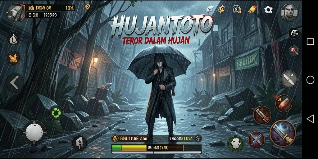 Tampilan mendebarkan dari gameplay HUJANTOTO dengan suasana Horror yang intens.