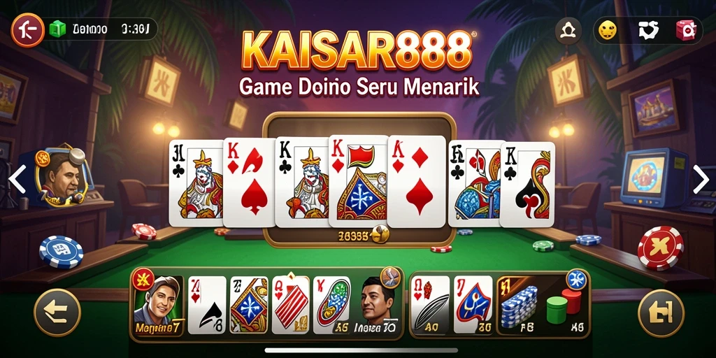 Tampilan gameplay seru KAISAR888 dengan domino yang menarik.