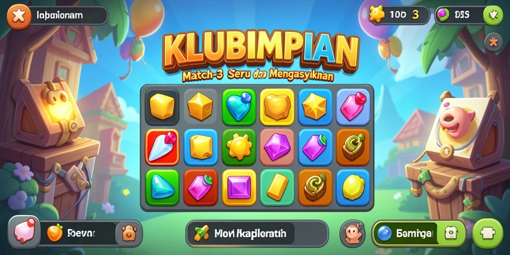 Tampilan gameplay seru dan colorfull dari KLUBIMPIAN Match-3.