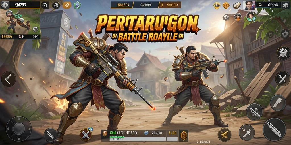 Screenshot gameplay KM789 yang menunjukkan aksi Battle Royale yang mendebarkan.
