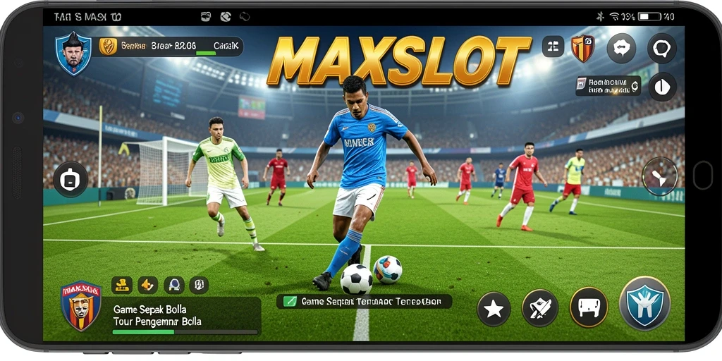 Screenshot gameplay <strong>MAXSLOT</strong> menampilkan aksi seru di lapangan sepak bola.