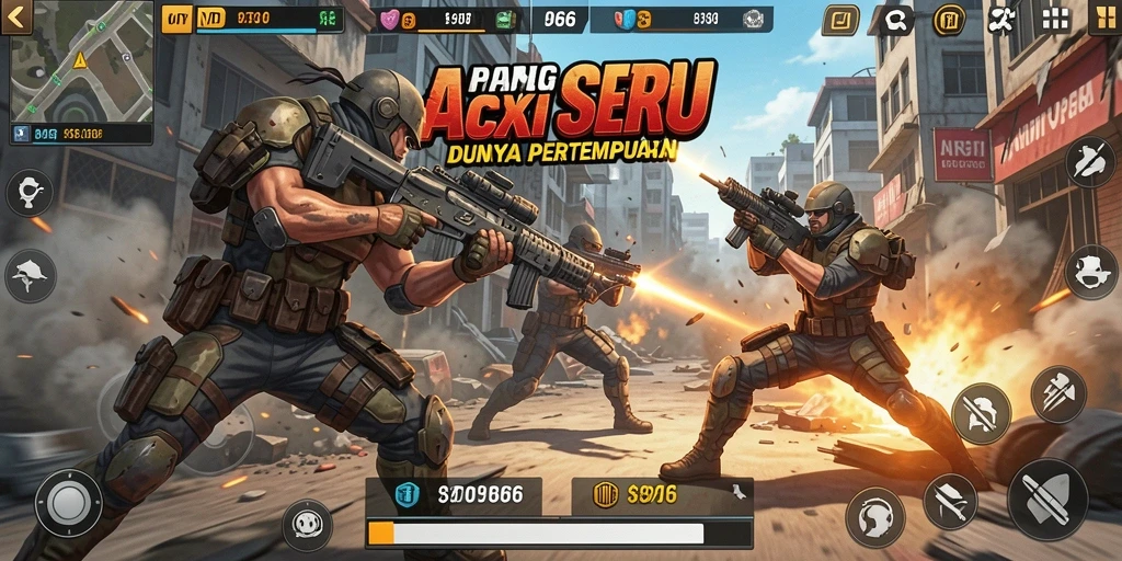 Screenshot gameplay MT966 menunjukkan aksi pertempuran yang mendebarkan.