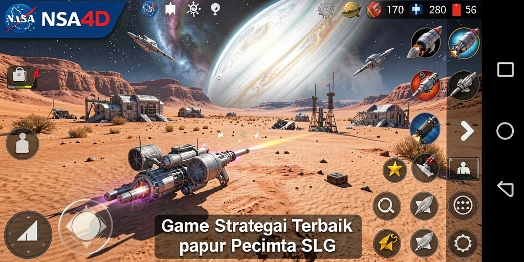 Screenshot utama gameplay NASA4D yang menunjukkan aksi seru di luar angkasa.