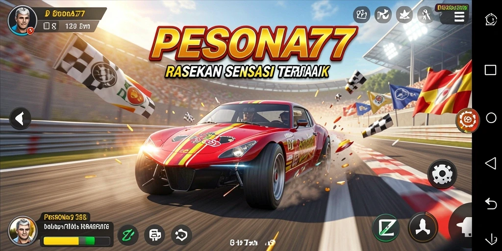 Gameplay PESONA77 dengan balapan yang mendebarkan dan kendaraan menarik.