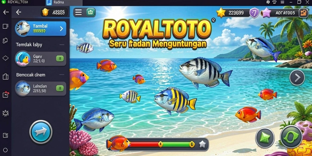 Tampilan gameplay menarik dari ROYALTOTO saat menembak ikan.