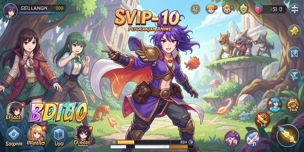 Screenshot gameplay SVIP10 yang menunjukkan karakter dalam pertempuran yang seru.